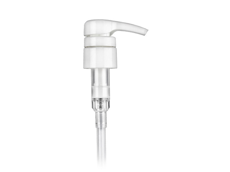 White plastic pump cap / closure for bottles and jars (size: 28-410)