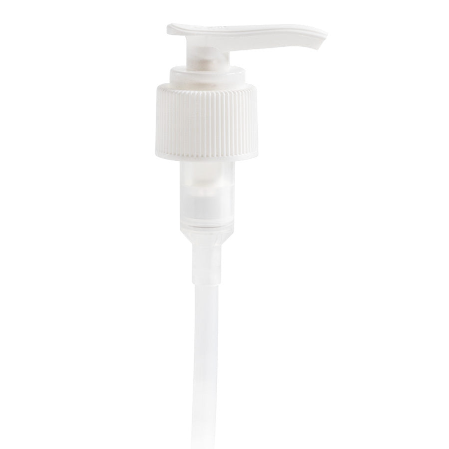 White plastic pump cap / closure for bottles and jars (size: 24-410)