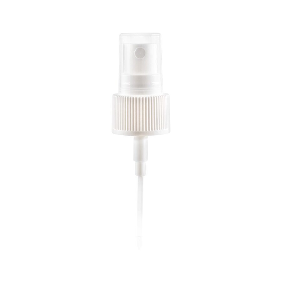 24-410 White PP Fine Mist Sprayer With Clear Hood 0.05cc 140 mm Dip Tube