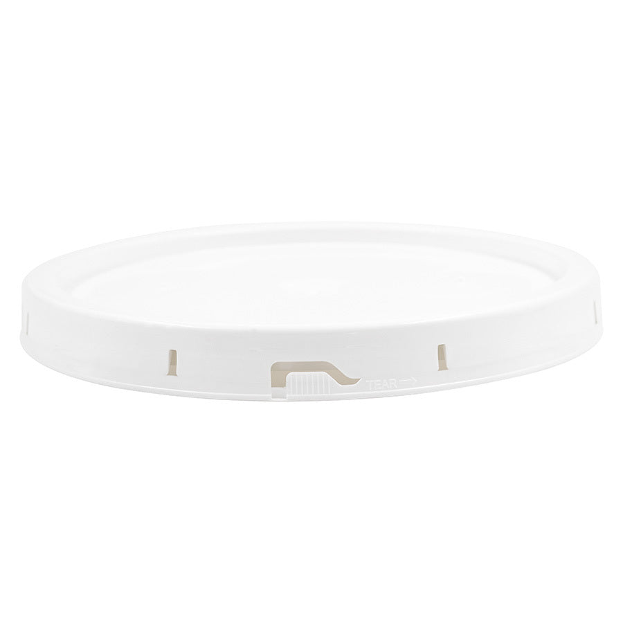 White HDPE Round Tear Tab Pail Lid with Gasket
