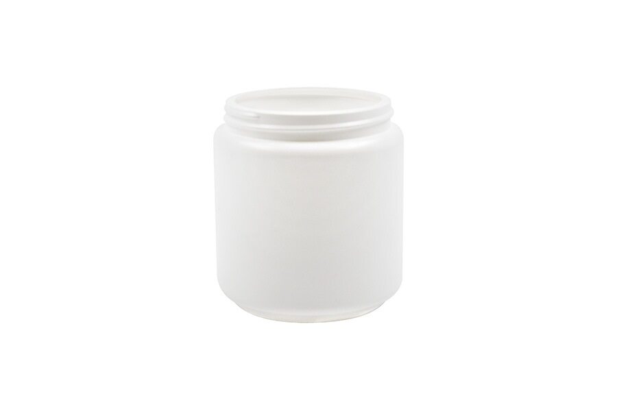 8 oz white plastic jar (neck finish: 82 mm)