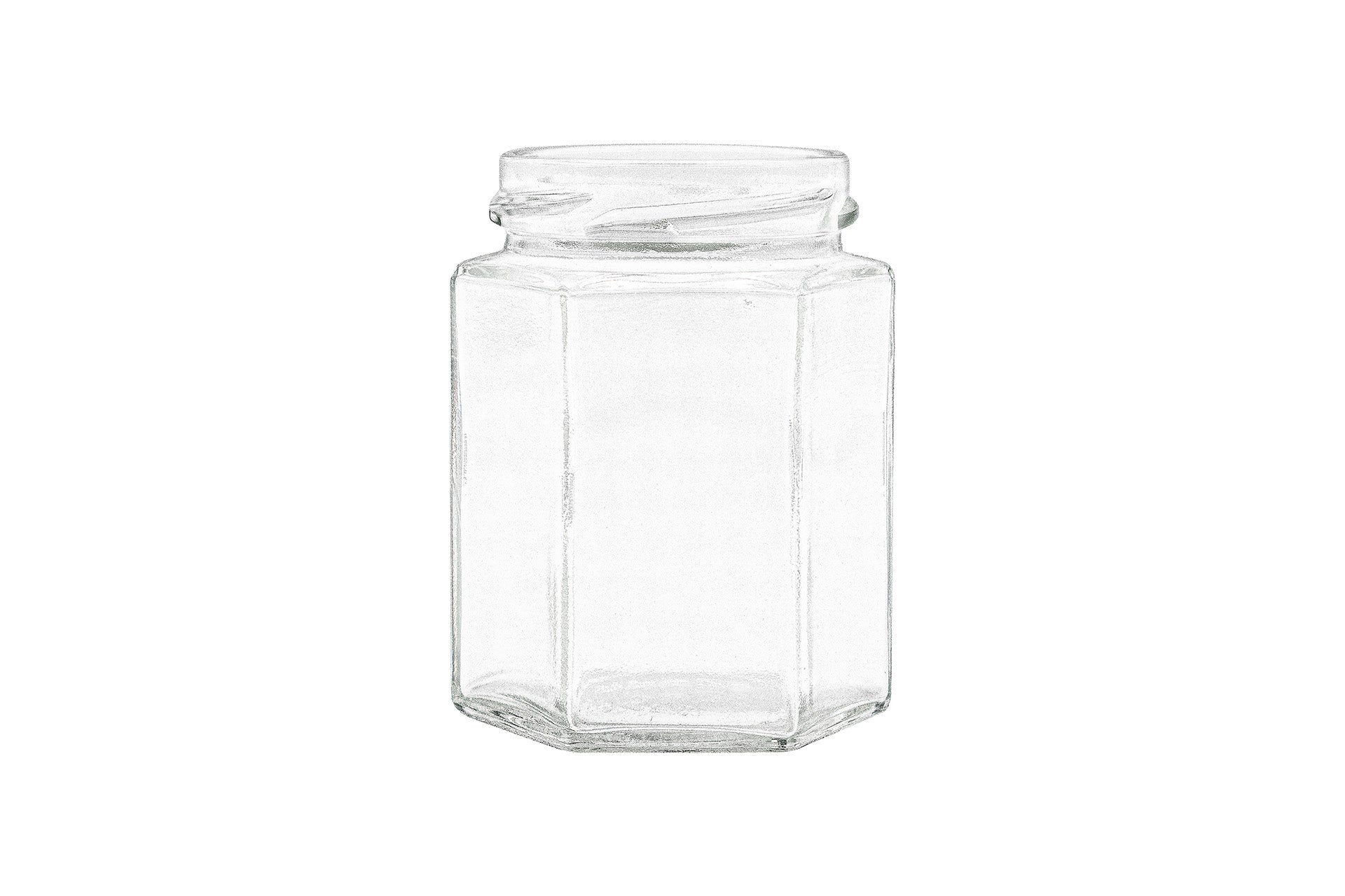 190 ml Clear Glass Hexagon Jar 58 mm Twist / Lug