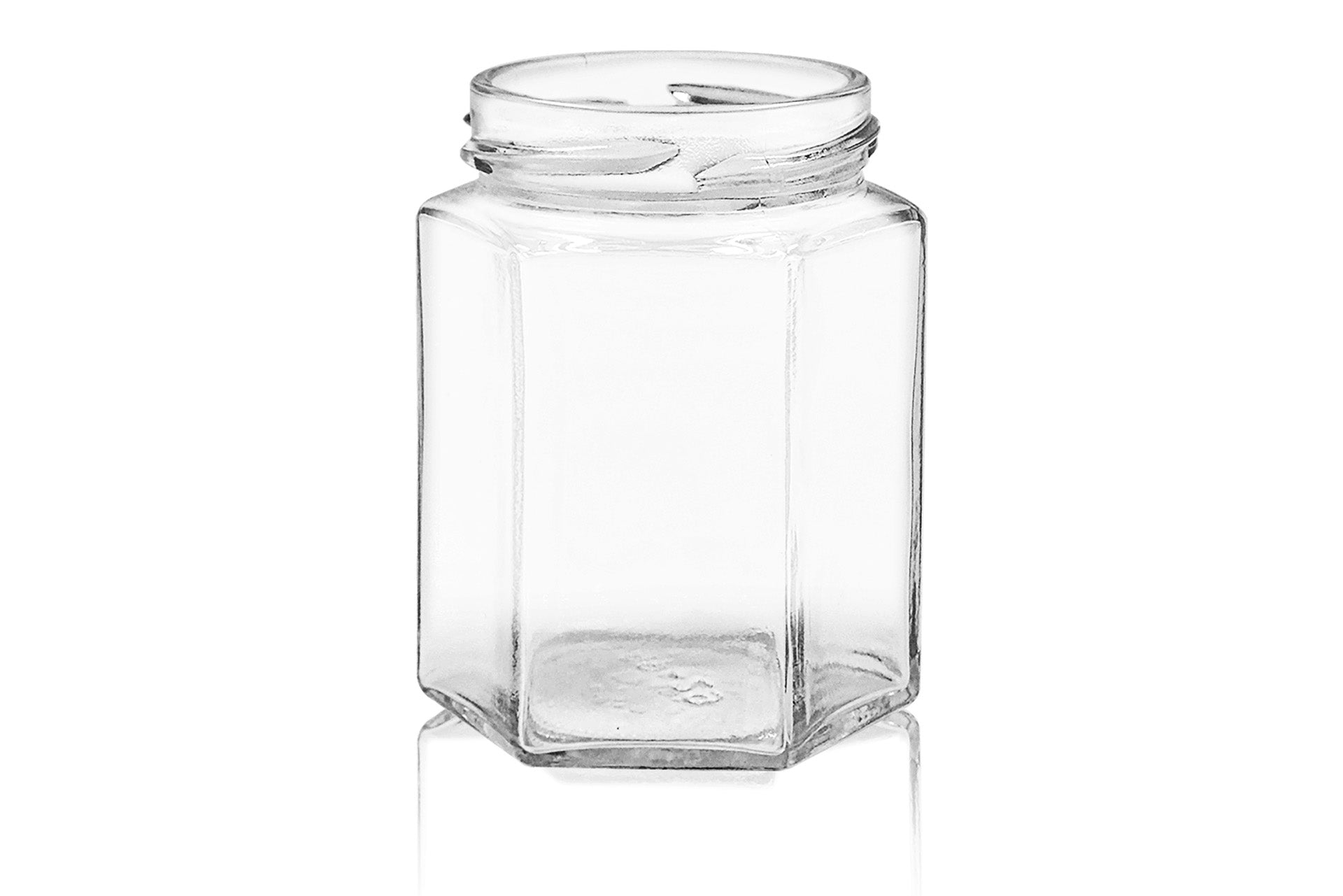 190 ml Clear Glass Hexagon Jar 58 mm Twist / Lug