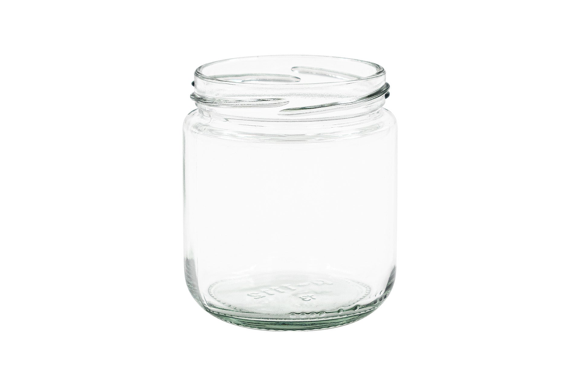 Bocal cylindrique court en verre transparent de 250 ml, 70 mm, à visser.