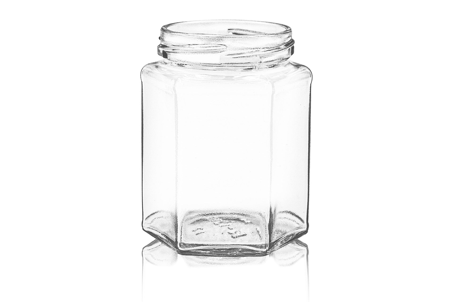 9 oz Clear Glass Hexagon Jar 63 mm Twist / Lug