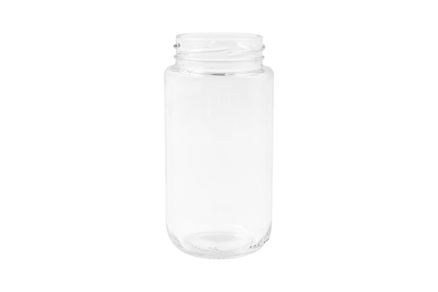 Bocal cylindrique haut en verre transparent de 250 ml, embout torsadé de 53 mm