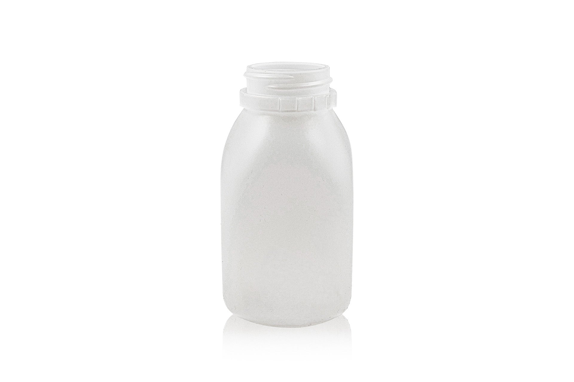 8 oz Natural HDPE Square Juice Bottle 38 mm Tamper Evident