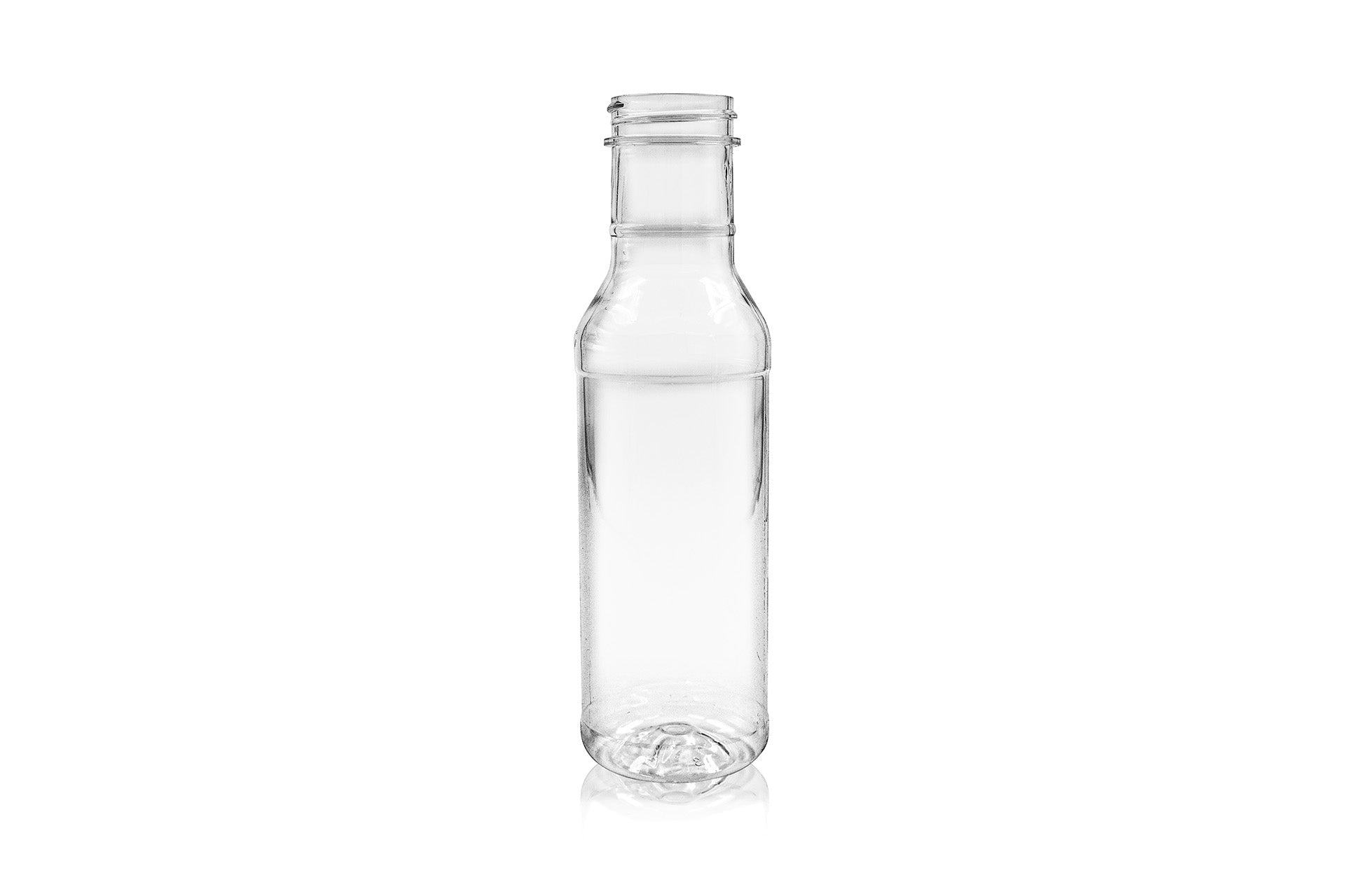 12 oz Clear PET Round Ring Neck Sauce Bottle 38-400