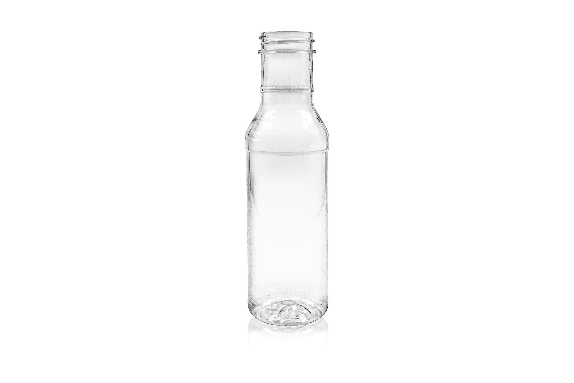 12 oz Clear PET Round Ring Neck Sauce Bottle 38-400