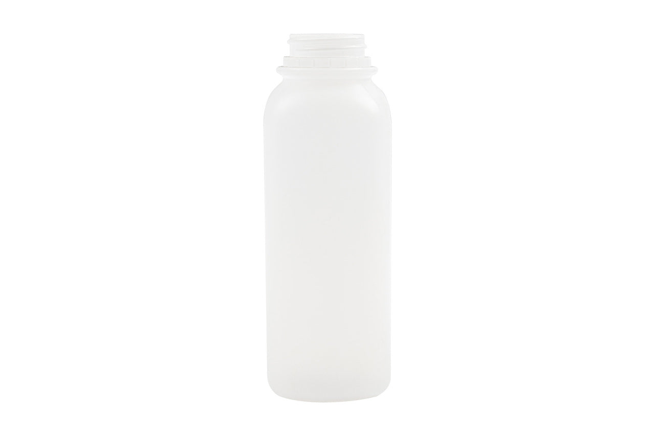 16 oz Natural HDPE Tamper Evident Square Juice Bottle 38-400