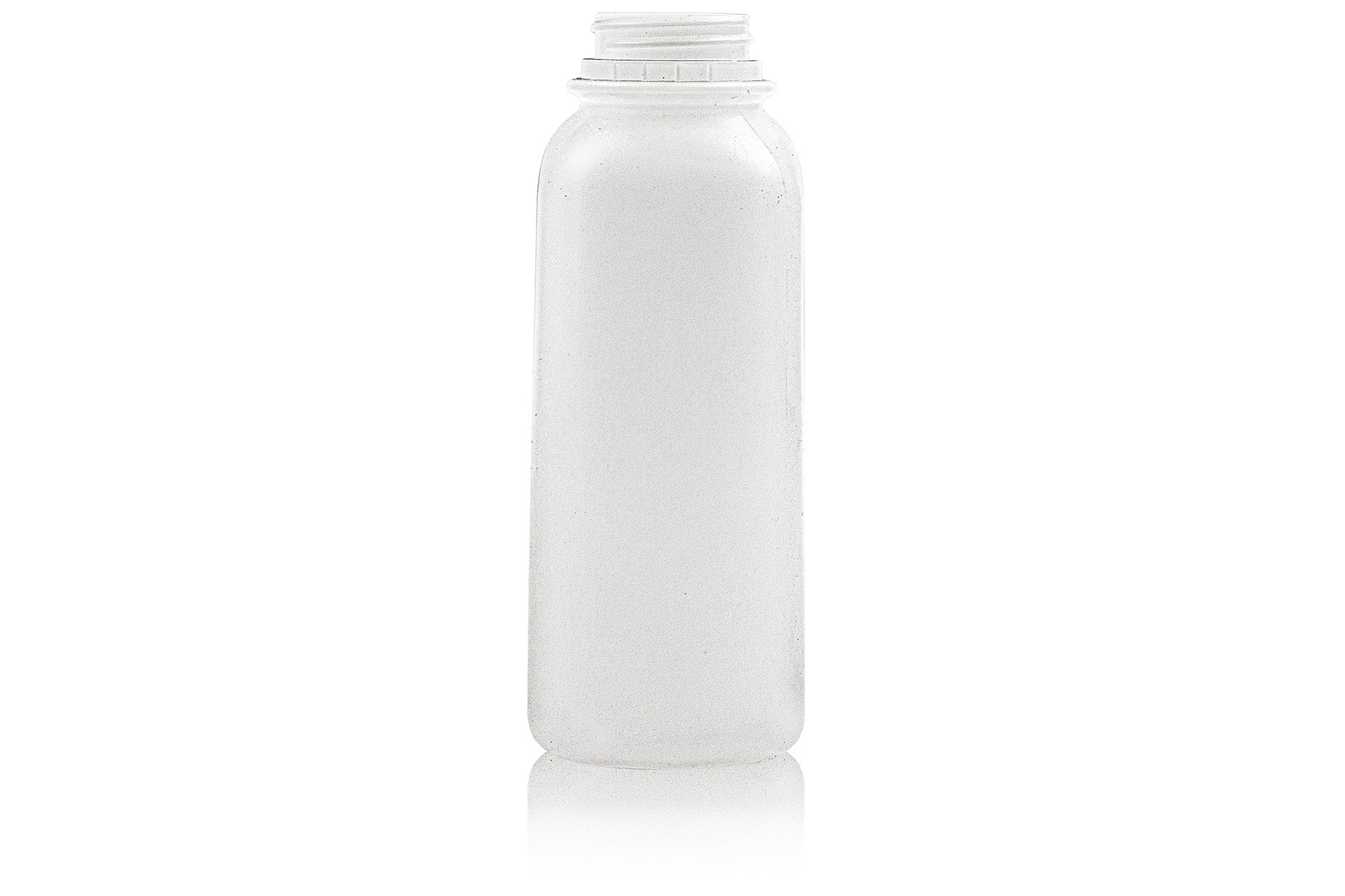 16 oz Natural HDPE Tamper Evident Square Juice Bottle 38-400