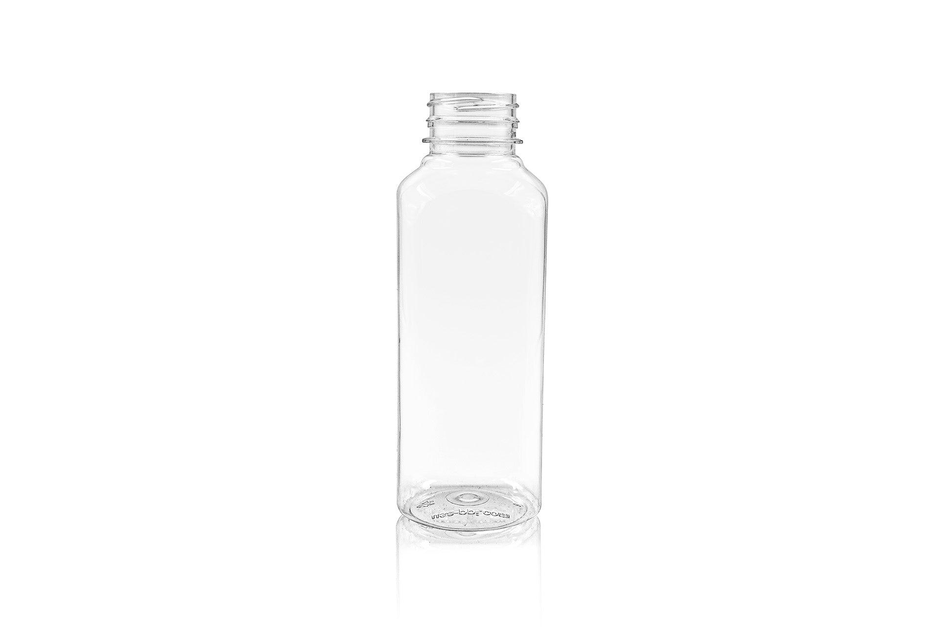 16 oz Clear PET Square Juice Bottle 38 mm Tamper Evident