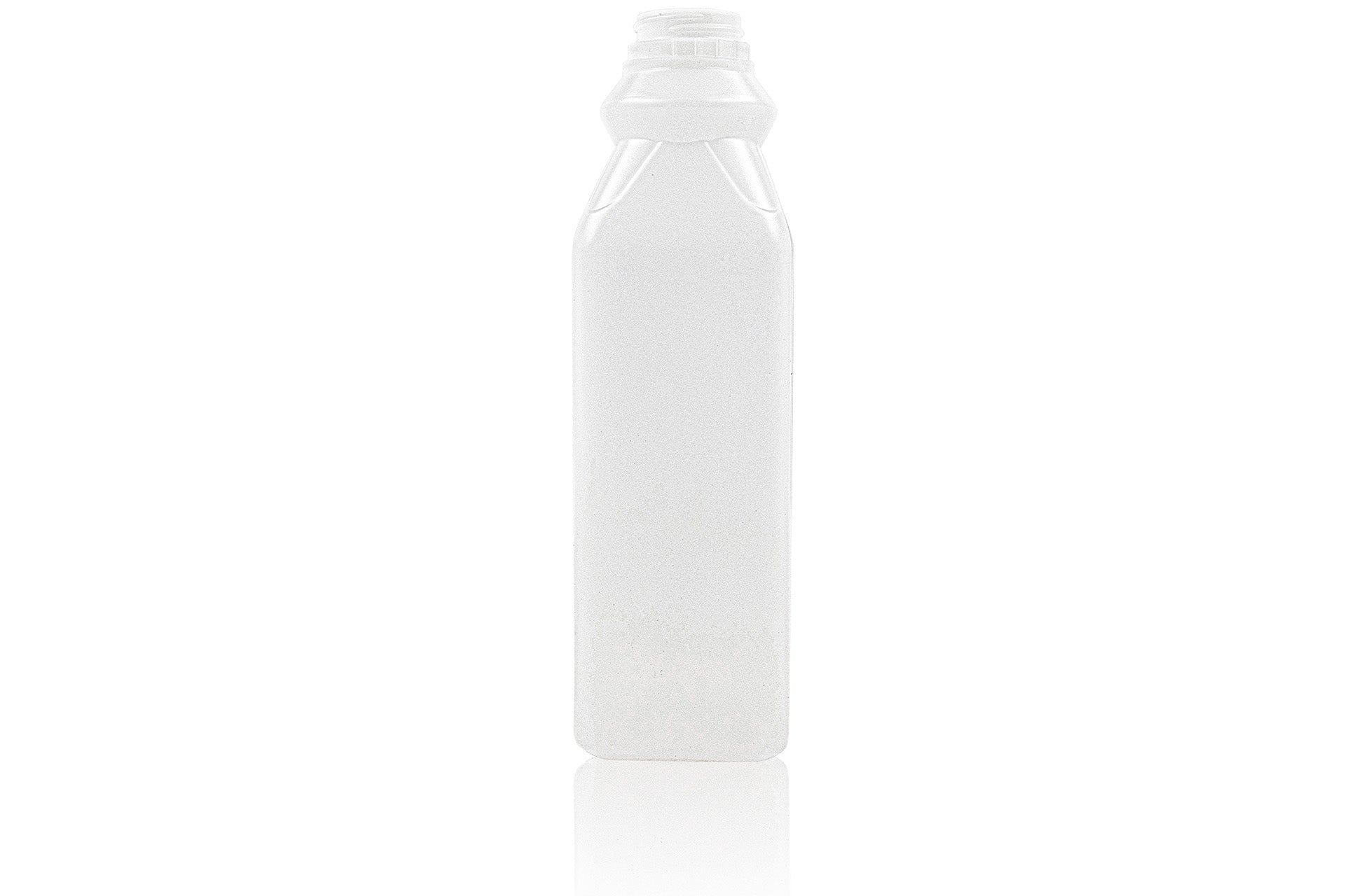 Bouteille à jus carrée en PEHD naturel de 1 L, 38 mm, inviolable