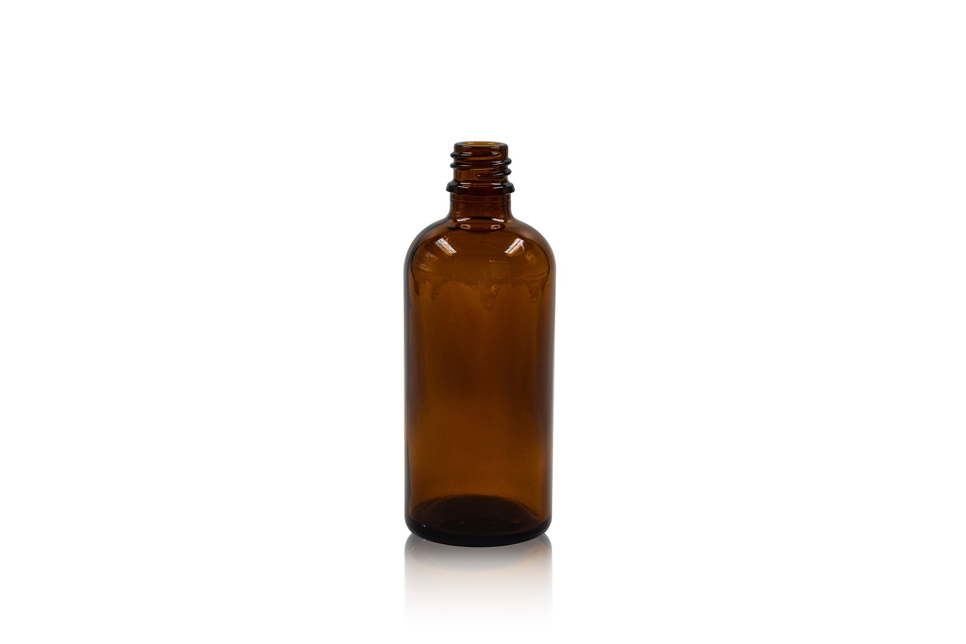 Flacon compte-gouttes vertical en verre ambré de 100 ml, 18 GL, inviolable