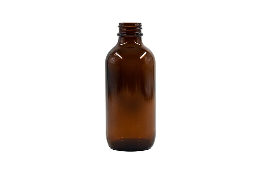 4 oz Amber Glass Round Winchester Bottle 24-400