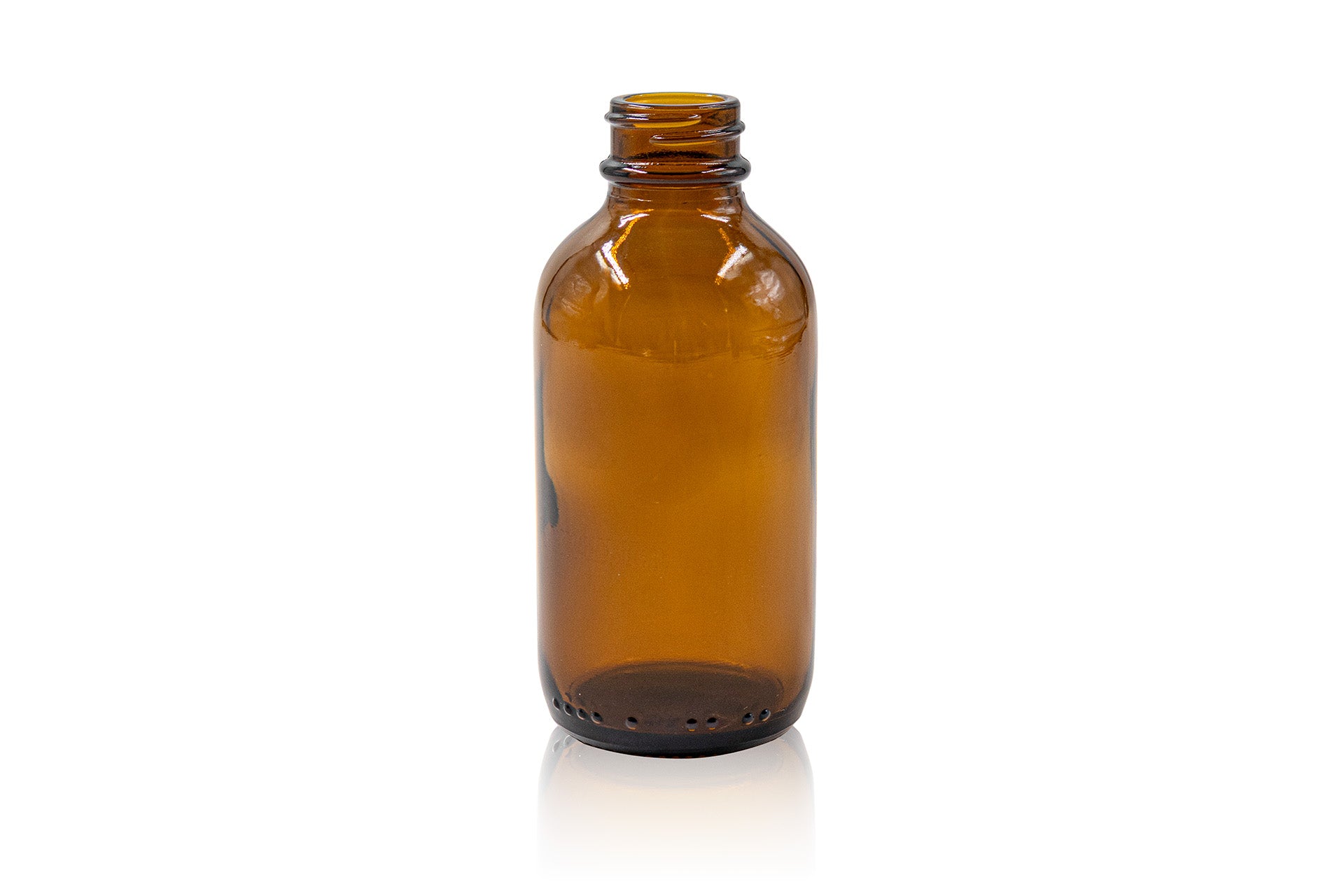 Bouteille ronde métrique en verre ambré de 100 ml 24-400