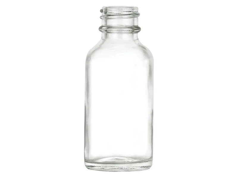 1 oz clear glass bottle (neck finish: 20-400)
