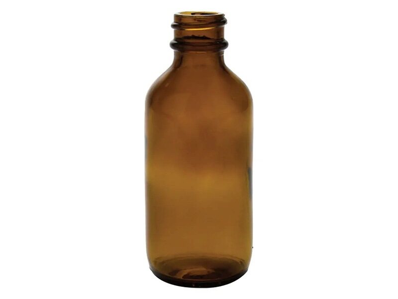 2 oz amber glass bottle (neck finish: 20-400)