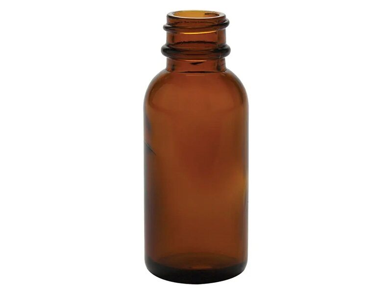 1 oz amber glass bottle (neck finish: 20-400)