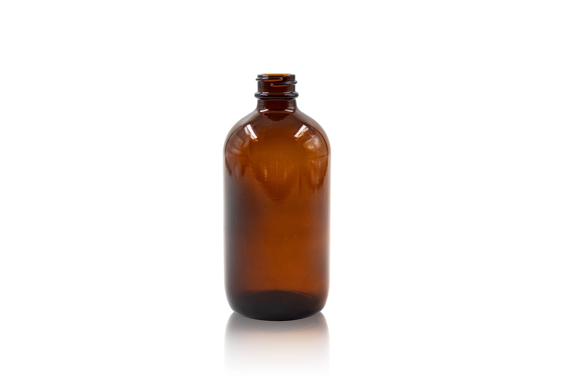 Bouteille ronde métrique en verre ambré de 250 ml 24-400