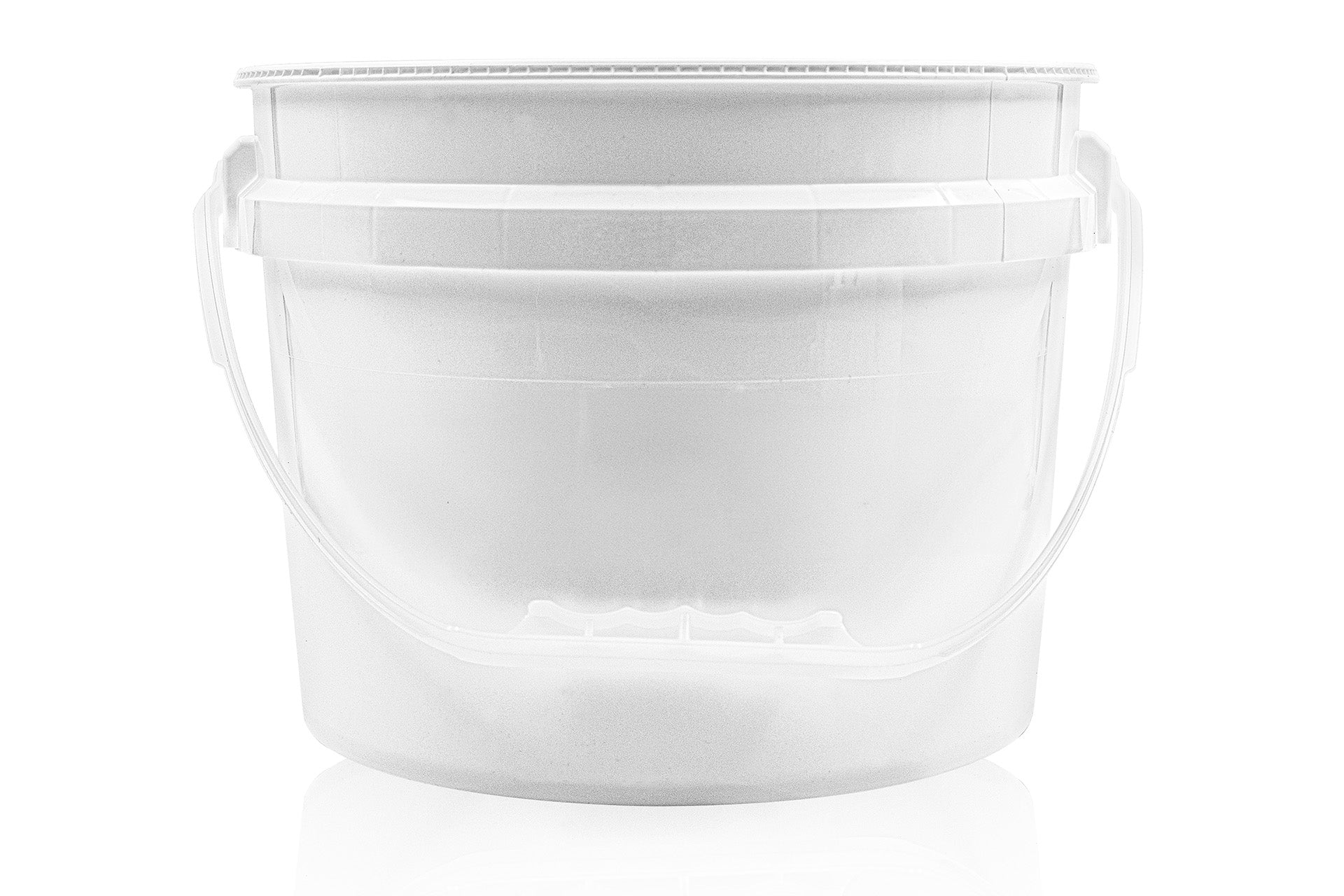 2.5 gal White HDPE Round Pail with Natural Color Plastic Handle