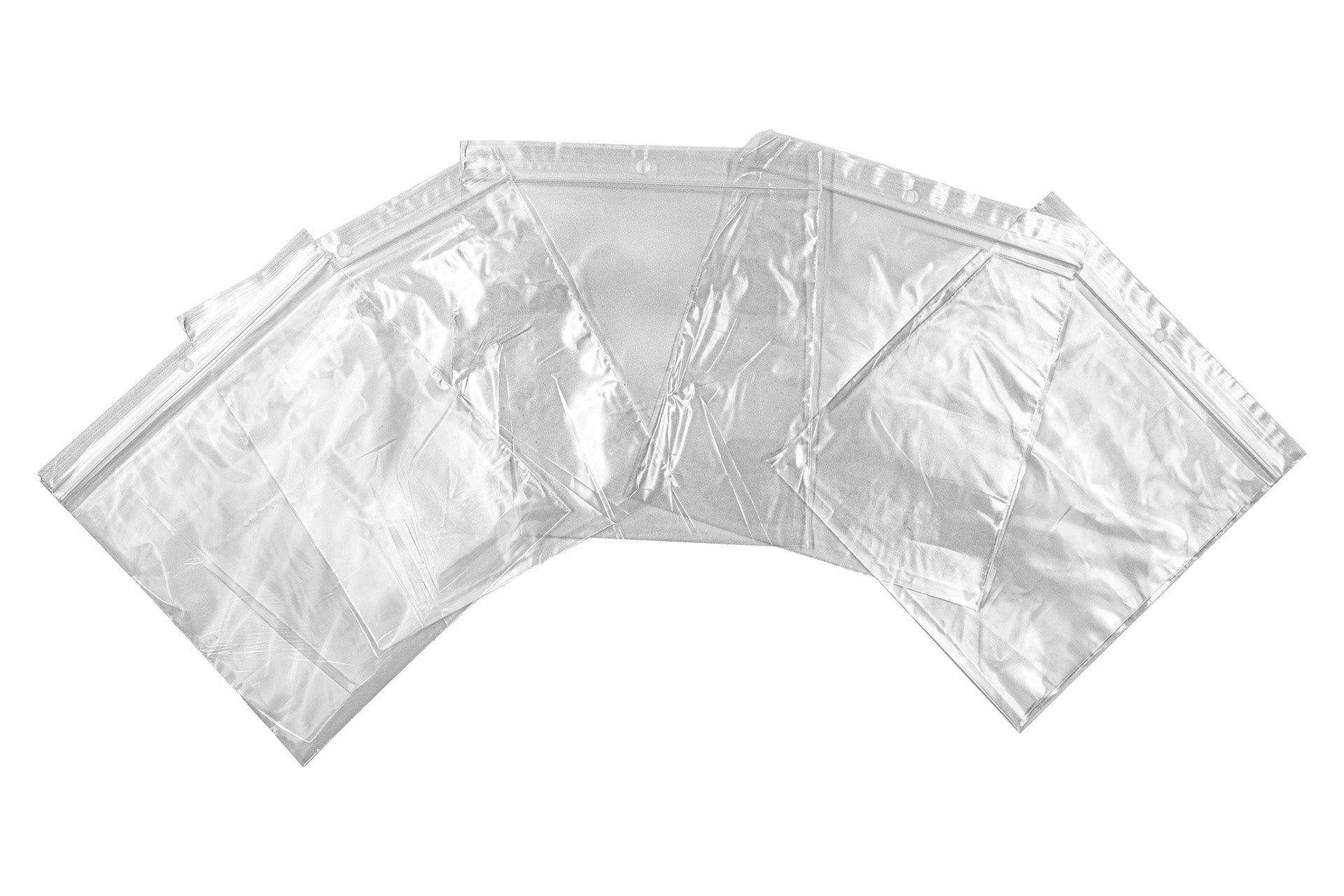 Clear LDPE plastic zip-top pouch with a resealable closure