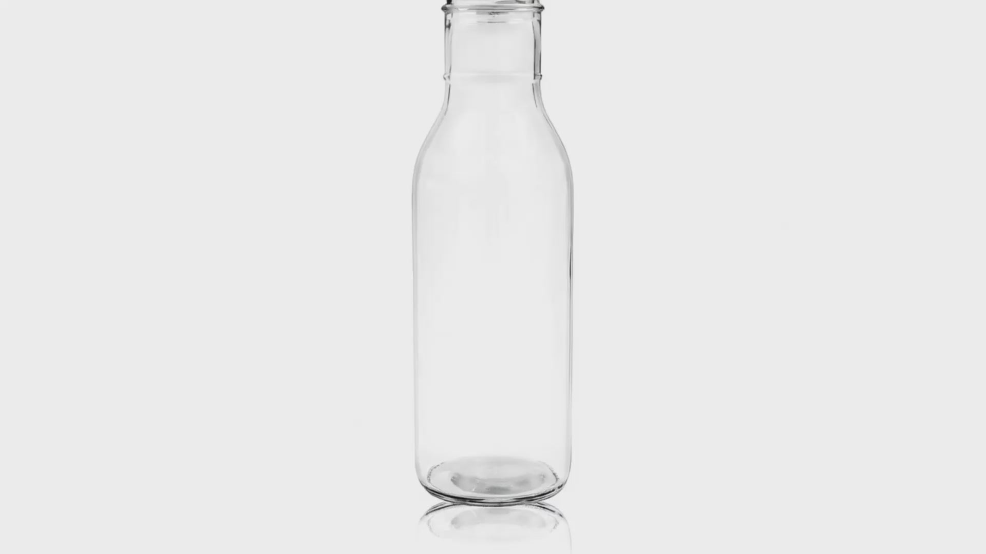 Load video: 12 oz Clear Glass Ring Neck Bottle