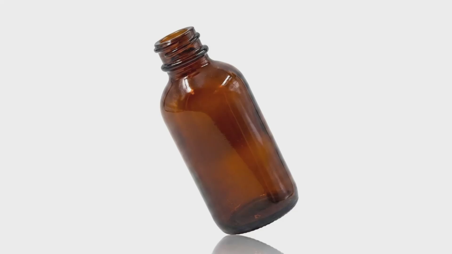 Charger la vidéo : 50 ml Amber Glass Metric Round Bottle