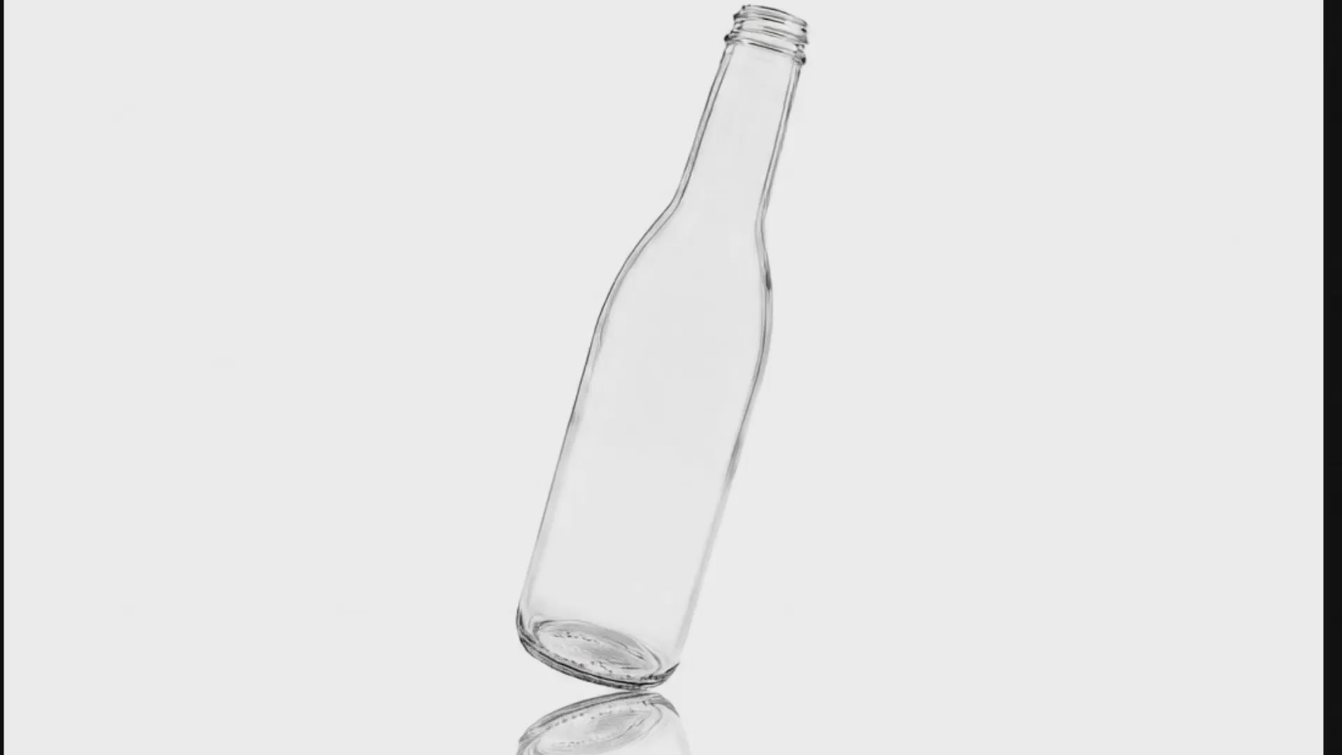 Charger la vidéo : Bouteille ronde composite en verre transparent de 375 ml 28-400