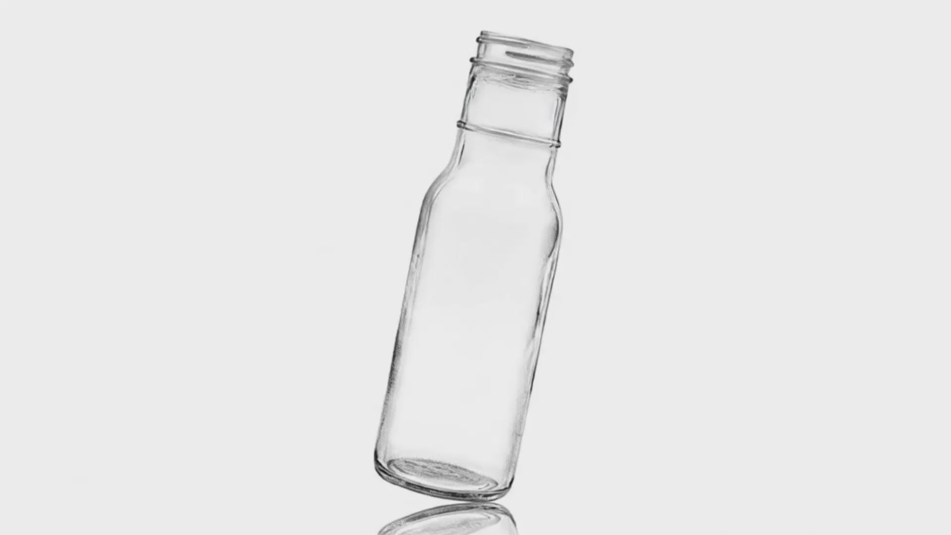Load video: 12 oz Clear Glass Ring Neck Bottle 38-400