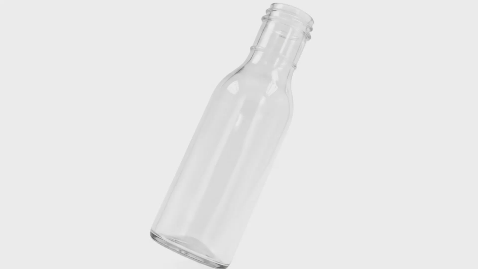 Charger la vidéo : 12 oz Clear Glass Ring Neck Sauce Bottle
