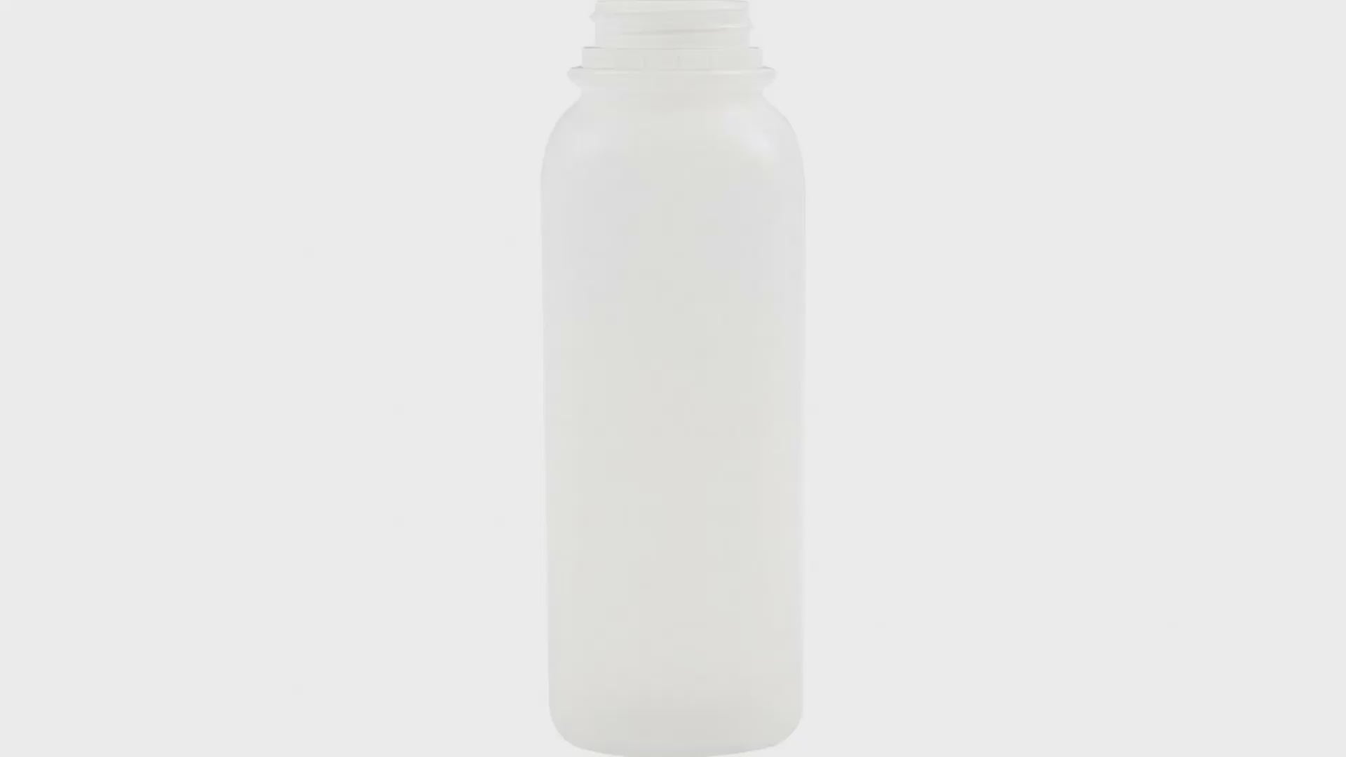 Load video: 16 oz Natural HDPE Tamper Evident Square Juice Bottle