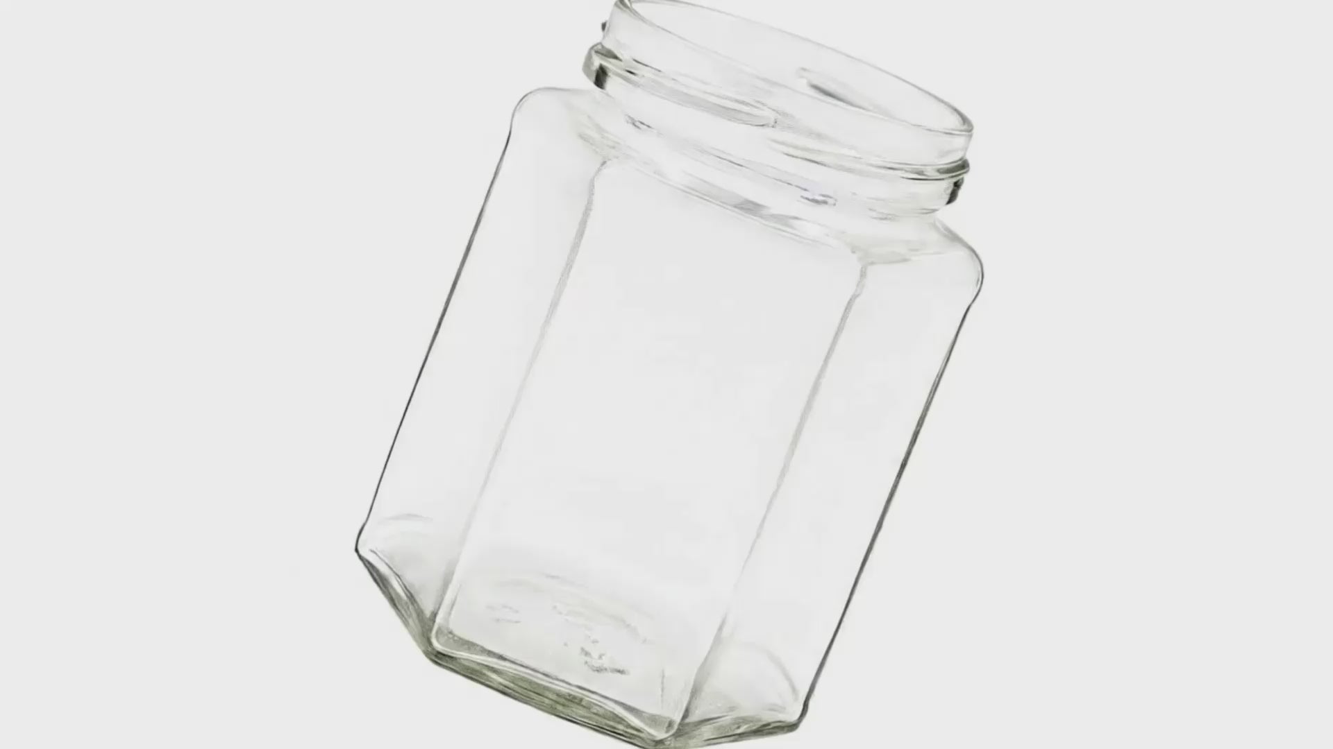 Charger la vidéo : 110 ml Clear Glass Hexagon Jar