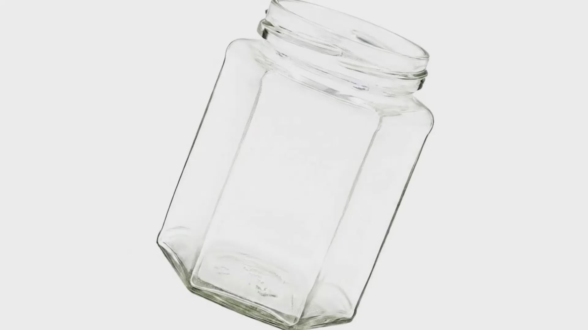 Charger la vidéo : 55 ml Clear Glass Hexagon Jar