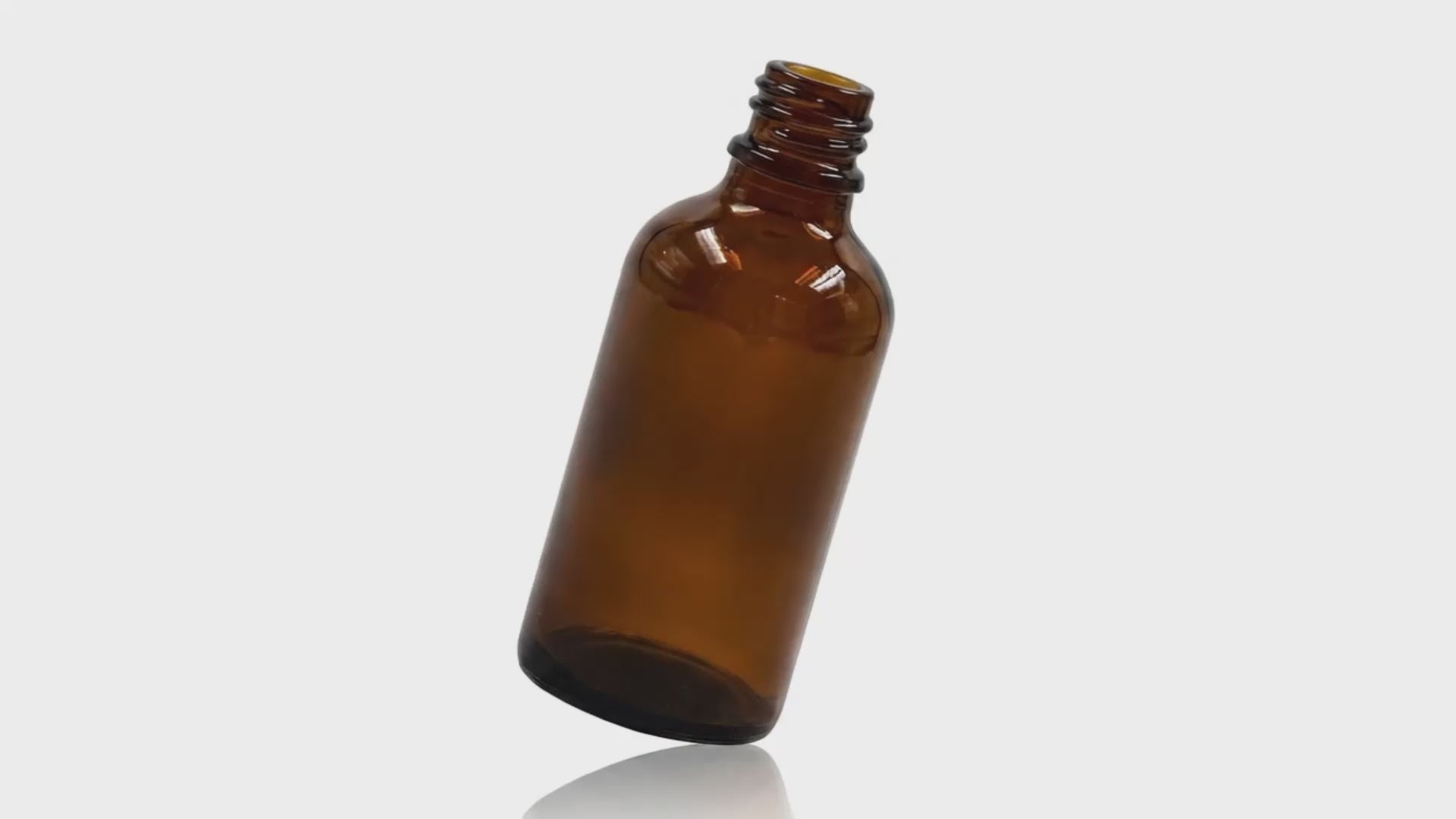 Charger la vidéo : Flacon compte-gouttes vertical en verre ambré de 50 ml, 18 GL, inviolable
