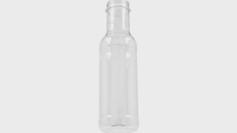 12 oz Clear PET Round Ring Neck Sauce Bottle