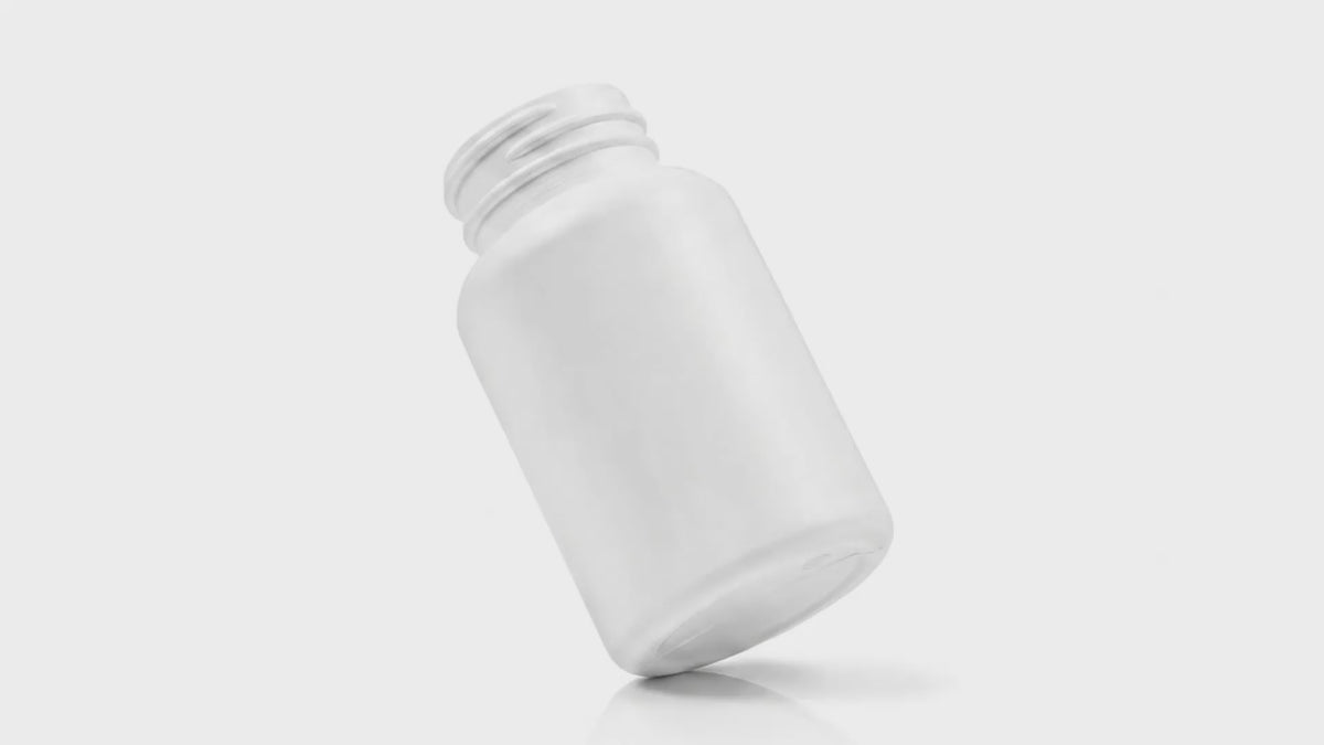 Load video: 150 cc White HDPE Round Packer Bottle 38-400