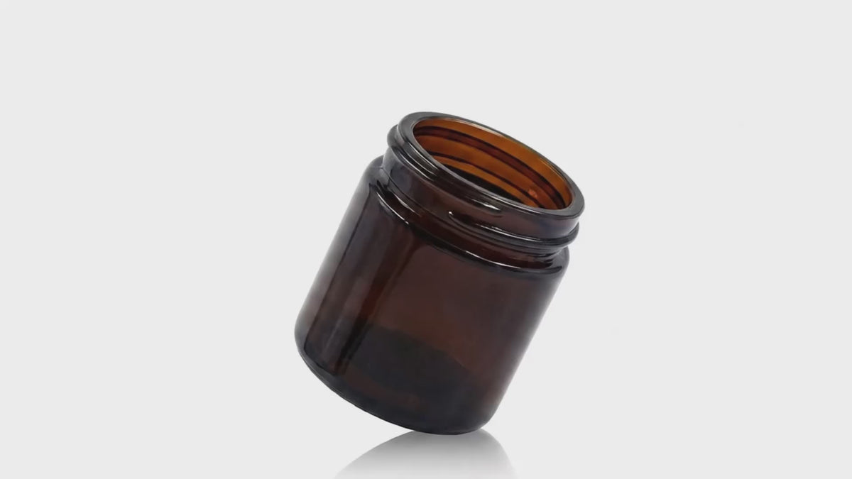 Load video: 50 ml Amber Glass Ointment Jar 45-400